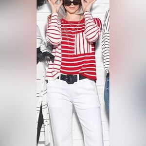 CAbi Striped Oversized Boxy Sweater, Medium,
Preppy Gameday Everyday School Work